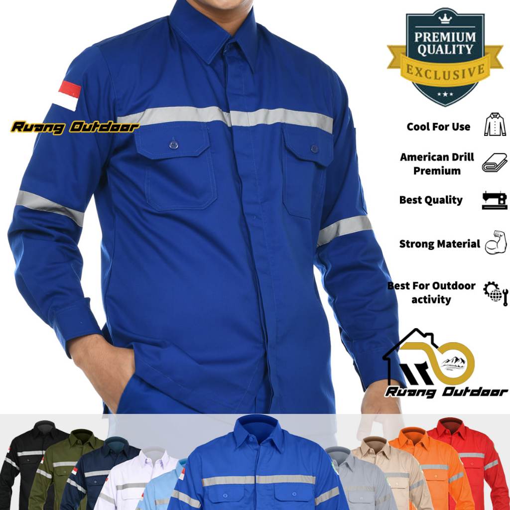 KEMEJA ATASAN WEARPACK BAJU SAFETY K3 OUTDOOR PREMIUM LENGAN PANJANG - Seragam Kerja Lapangan Proyek