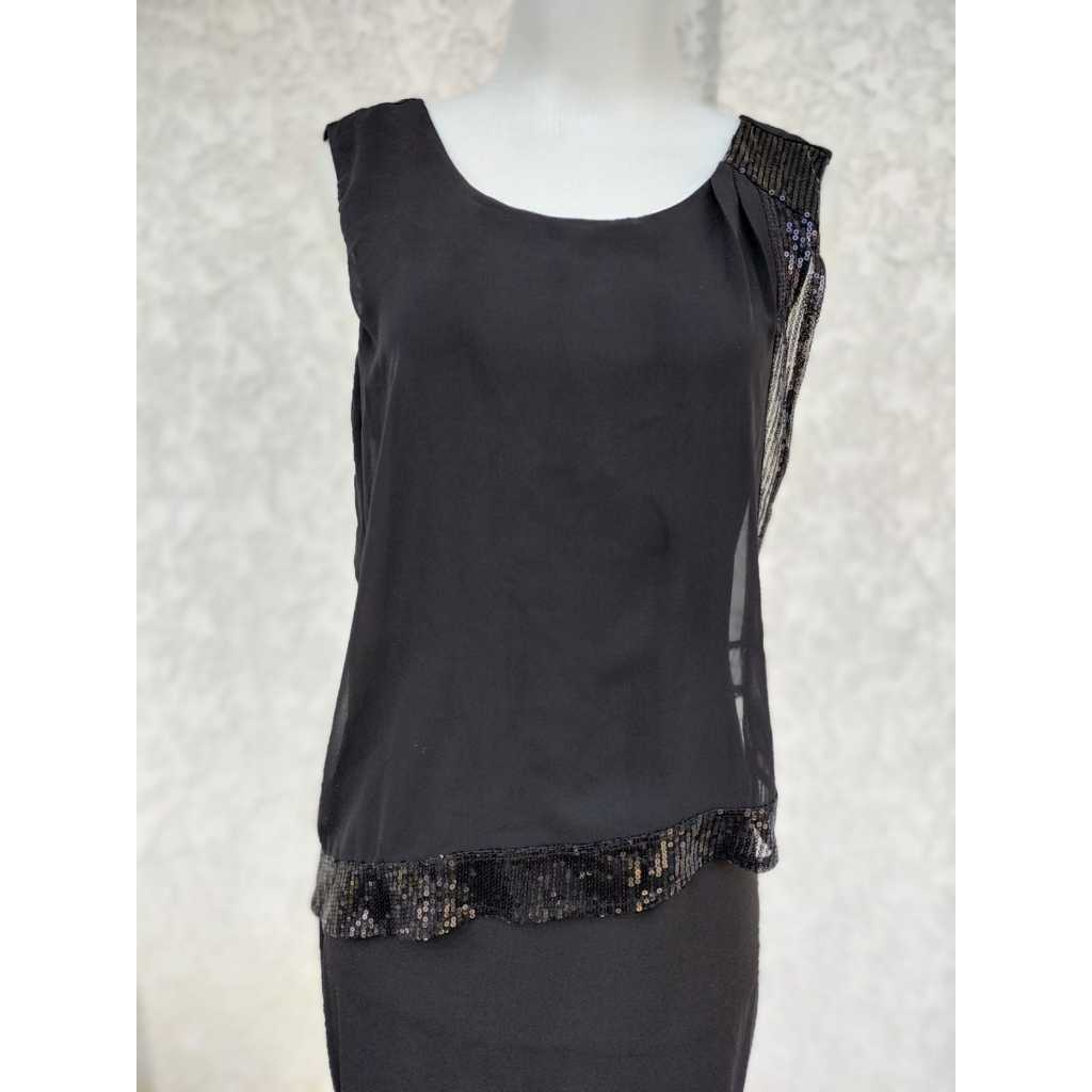 Baju Pesta Simple Hitam Manik -Preloved