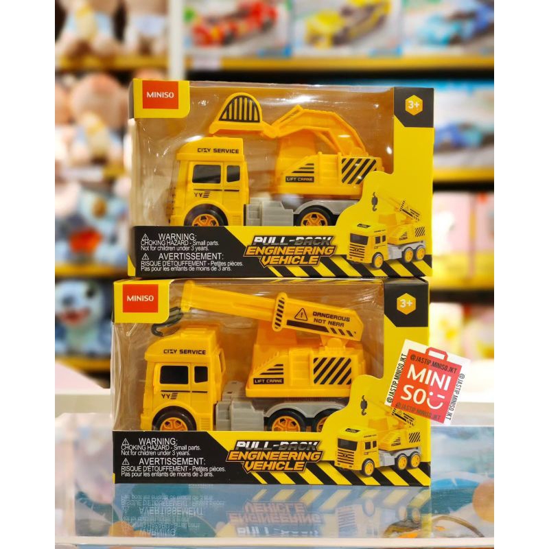 MINISO 🆕 Pull Back Engineering Vehicle Series (Excavator / Crane)