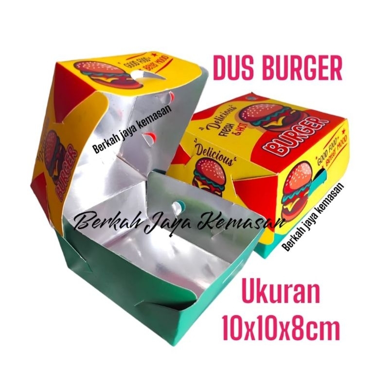 

Box Burger / Wadah Burger / Snack Burger Ukuran 10x10x8cm / Kemasan Burger / Dus Burger