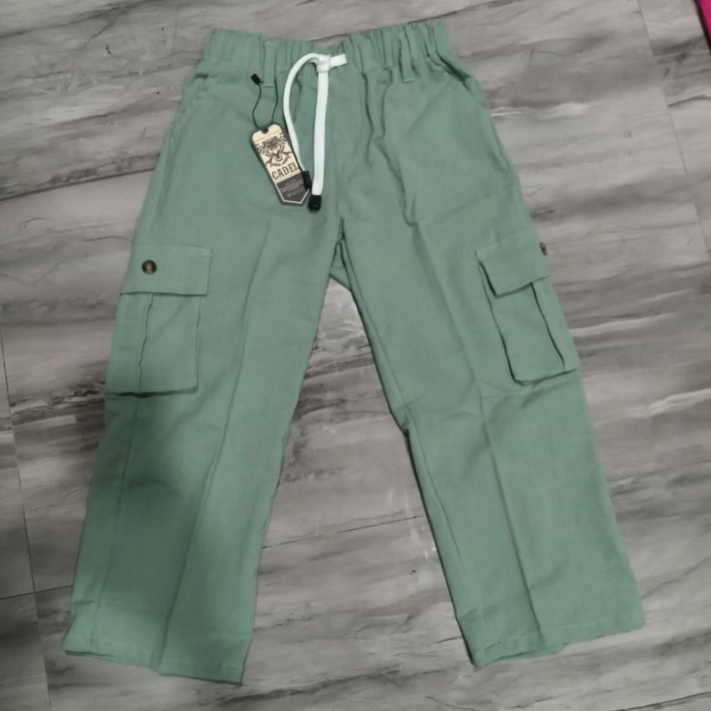 Celana Anak Perempuan Kulot Kargo Cargo Pants Bahan Katun Crinkcle Lembut dan Nyaman di kulit Anak W