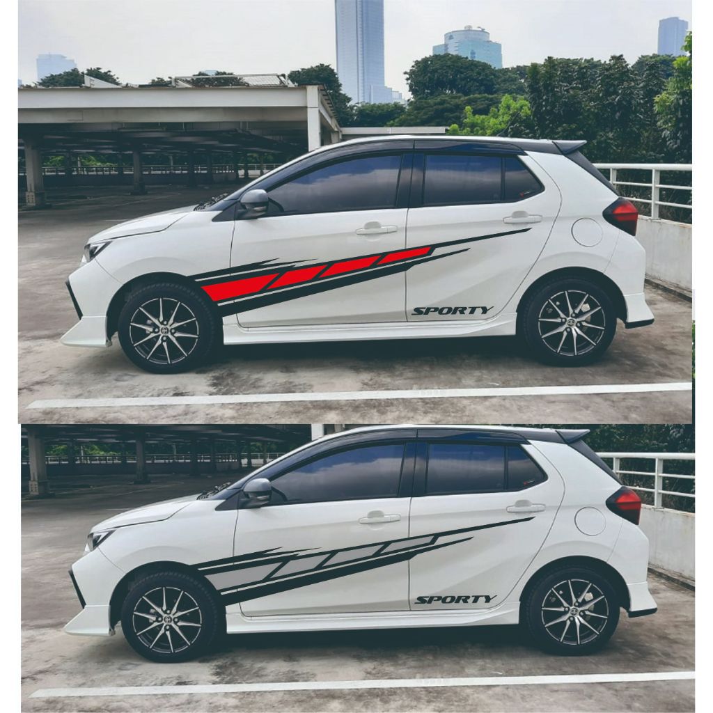 Stiker Mobil Agya putih hitam Lis Ayla Keren Minimalis terbaru