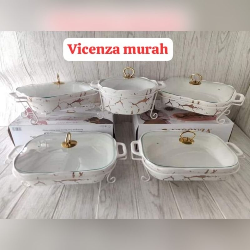Prasmanan Set Vicenza Marble Putih Isi 5 Free Packing Kayu