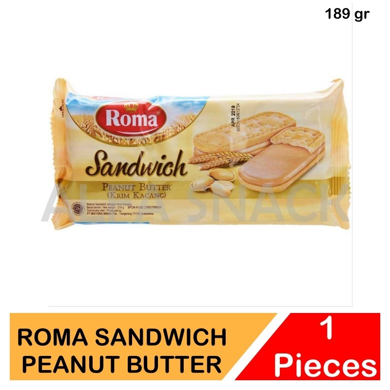 

Biskuit Roma Sandwich Peanut Butter (Krim Kacang) dan Chocolate (Cokelat Bon Bon) 189 gram