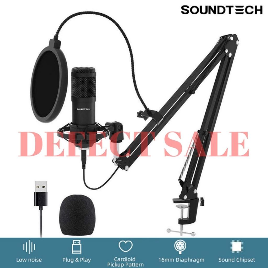 (DEFECT SALE) SOUNDTECH USB Microphone Mic Condenser Recording Streaming