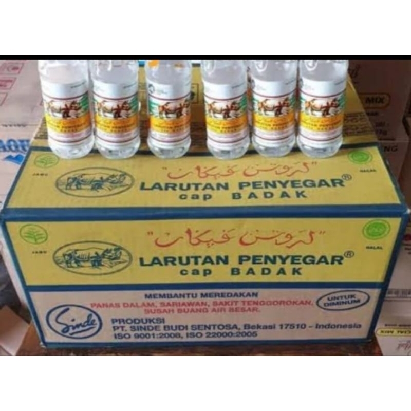 

Larutan botol cap badak 200 ml1 dus isi 48 botol