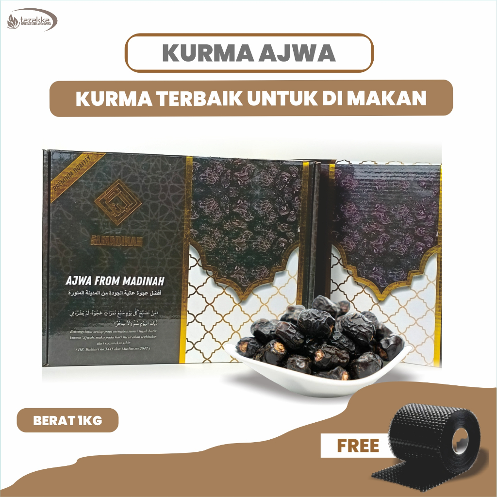 

KURMA AJWA PREMIUM 1KG. KURMA AJWA PREMIUM GRADE A | KUALITAS TERBAIK ASLI MADINAH 100% ORIGINAL.