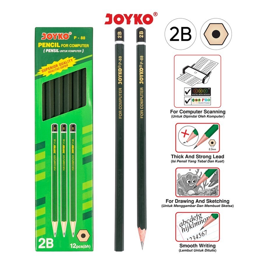 

Pensil Joyko P 88 2B For Computer Pencil Sekolah Hexagonal Grip [PCS]