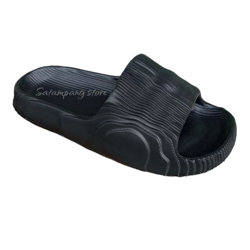 Sandal Fedor f-887 karet slip on pria wanita kasual hitam polos terlaris