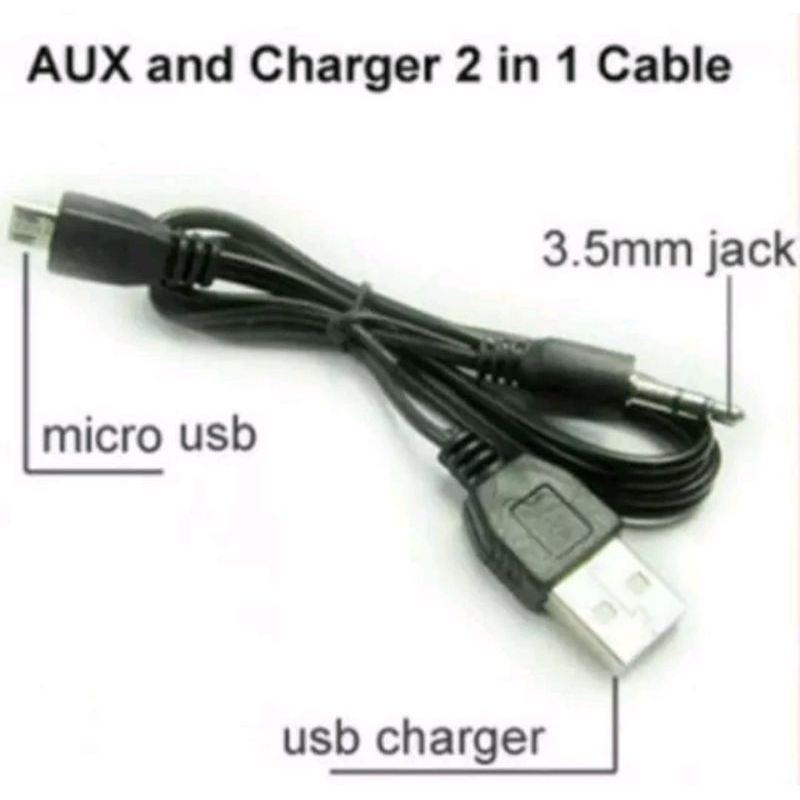 Kabel Charger Micro USB dan Audio Aux Speaker