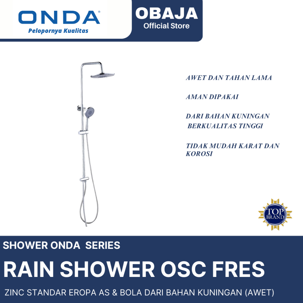 Onda OSC FRES Rain Shower Full set / OSC FRES Rain Shower Brass Tiang Shower Onda