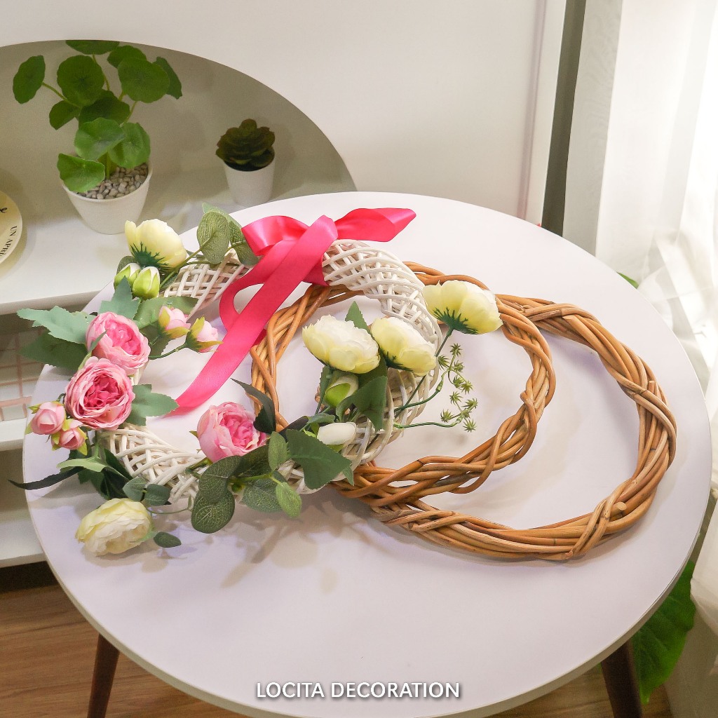 Wreath Rotan/Ring Rotan/Hiasan Gantungan Dinding Atau Pintu/Rattan Wreath