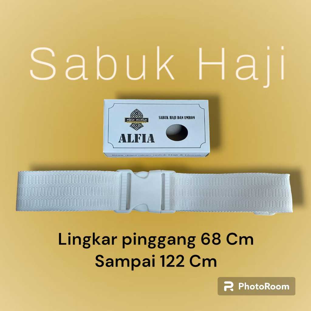 Sabuk Ikat Pinggang Gesper Haji Putih Ukuran All size Untuk Dewasa Model Slop