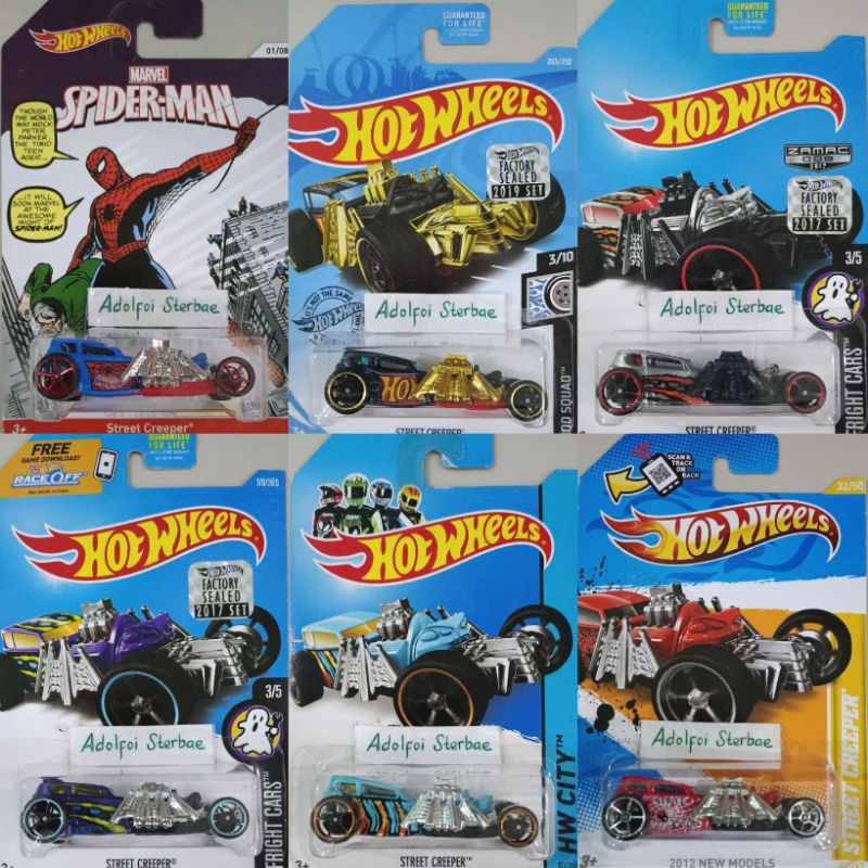 hotwheels hot wheels street creeper race off game zamac factory sealed short card rod squad hw city 
