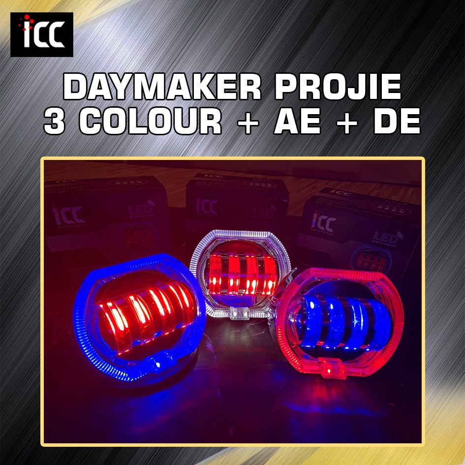 Lampu Utama Led Projie Crystal Daymaker 4 mata 8d Lensa Merk ICC Lampu Depan Motor RX King KLX Mobil