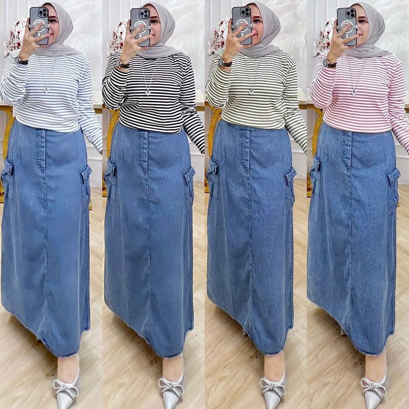 SET ROK JEANS CARGO ZARA DEWASA