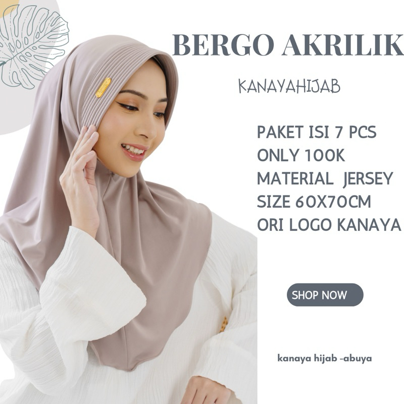 KANAYA - Paket Bergo Amira Label Akrilik 7pcs, Bergo Jersey Kanaya Hijab