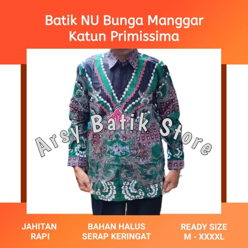 Baju Batik Nu Pria Dewasa Lengan Panjang Motif Manggar | Kemeja Batik Nu Pria Terbaru Seragam Batik 