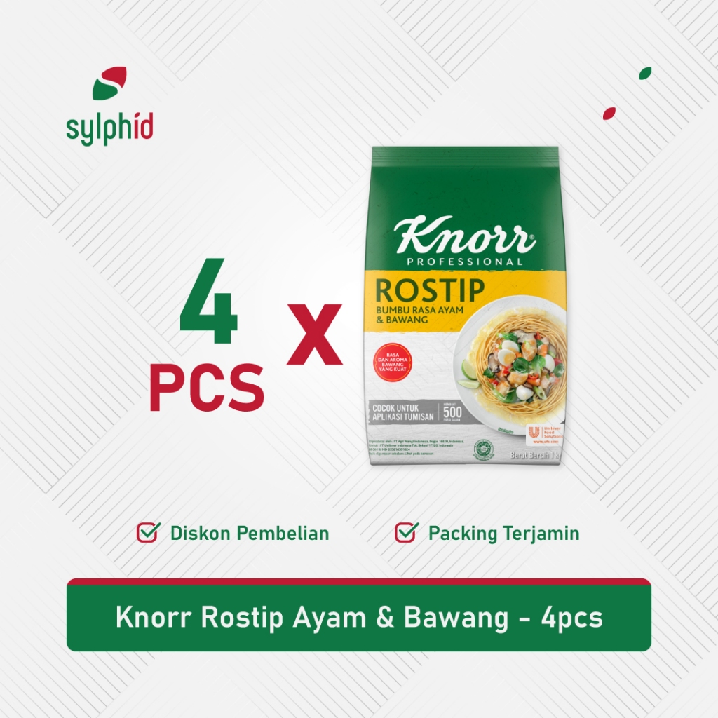 

Knorr Rostip 1 kg Bumbu Ayam Bawang / Chicken Seasoning Powder (4 pcs)