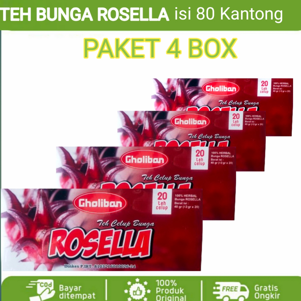 

[ PAKET 4 BOX ] Teh Celup Bunga Rosella Rosela Gholiban