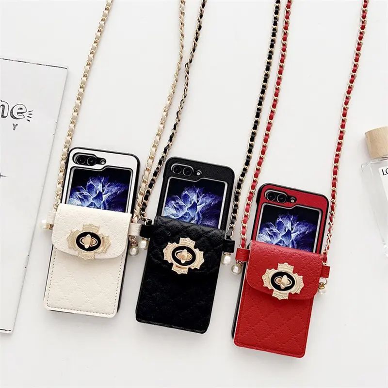 [READY STOCK] Sling Dompet Card Horder Case Casing Samsung Galaxy Z flip 3 4 5 Long Chain Rantai