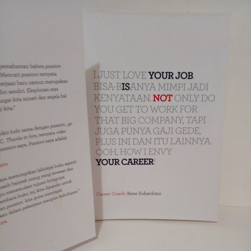 

I Just Love Your Job - Rene Suhardono, 2 Paket Buku Career Coach (preloved)