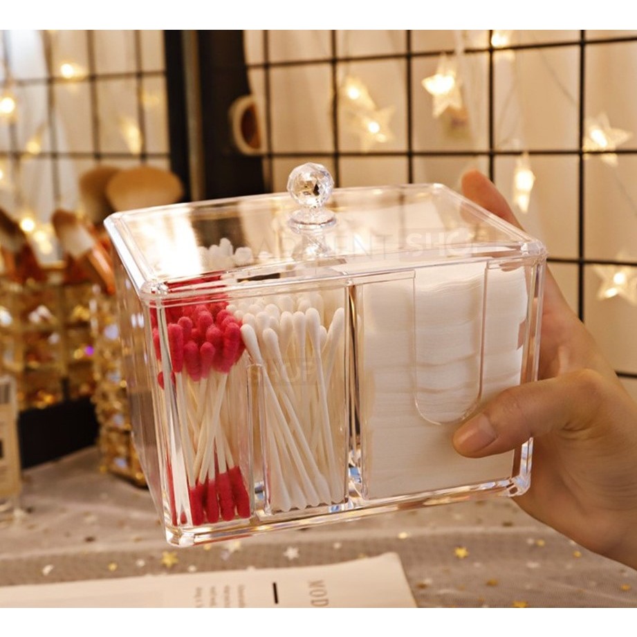 Rak Kosmetik Tempat Kapas Make Up Lipstik Kotak Penyimpanan Acrylic Akrilik Brush Estetik Storage Bo