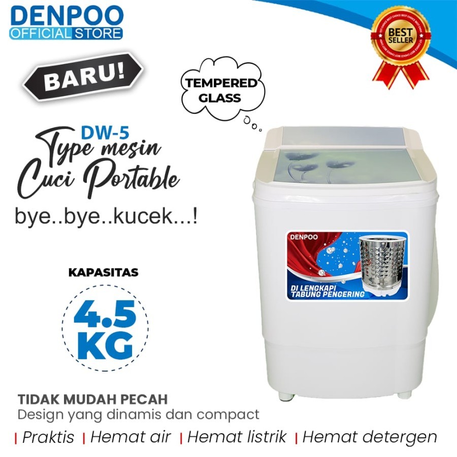 Mesin Cuci Portable Mini Denpoo / Mesin Cuci Portable Mini Tempered Glass