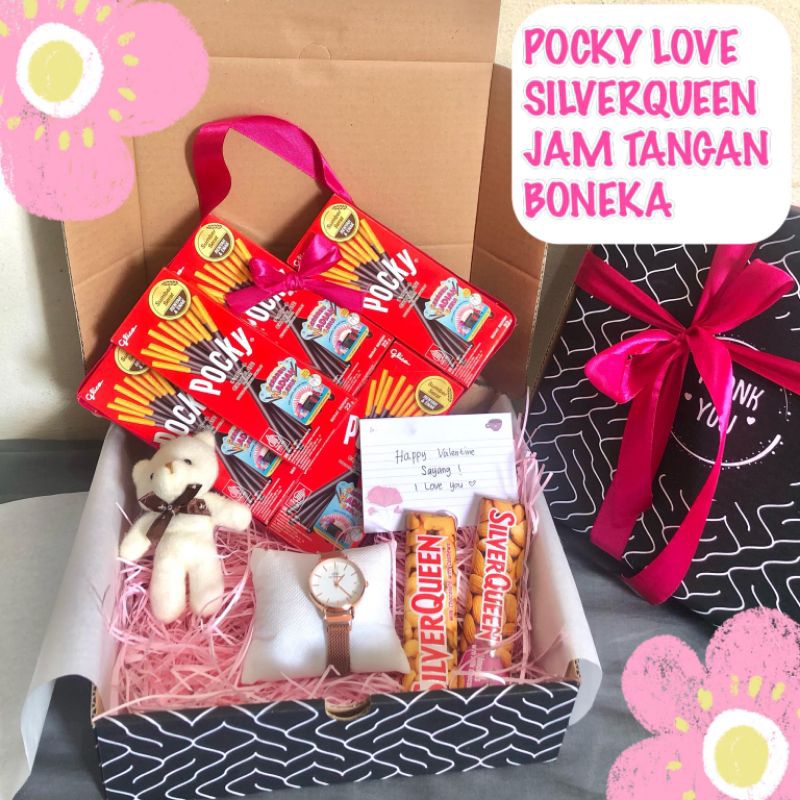 

Promo 7.7 Miffglow - READY STOCK POCKY LOVE Hampers Valentine hampers pocky love hampers coklat