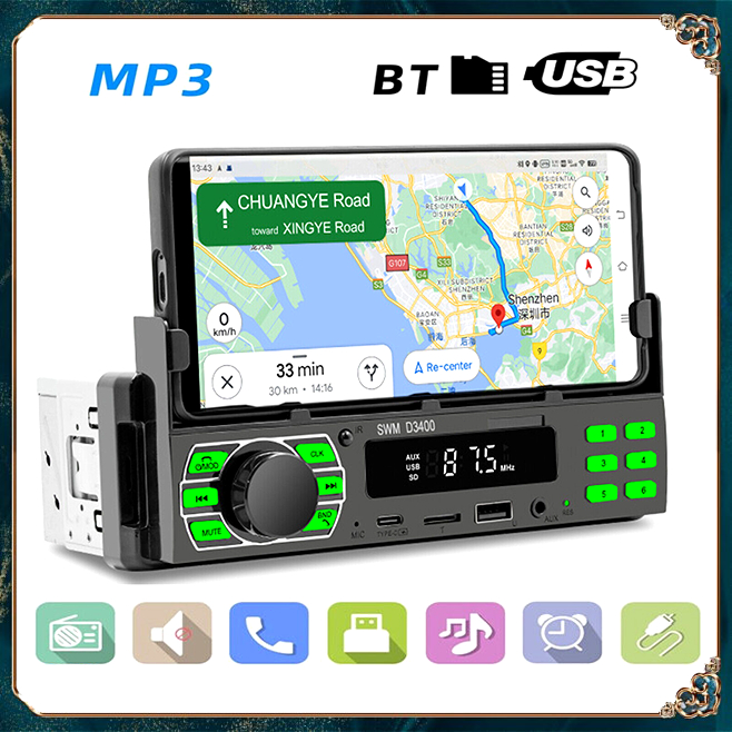 Mobil bluetooth MP3 player multi-fungsi U disk plug card HD lossless musik mobil kontrol pusat radio