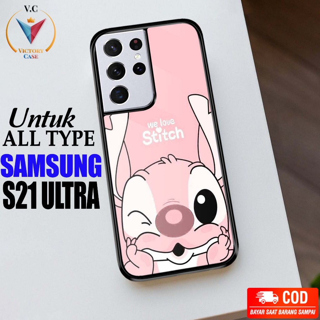 Case Hp Softcase glossy For SAMSUNG S21 ULTRA DISNEY silikon Glass Casing Handphone Premium