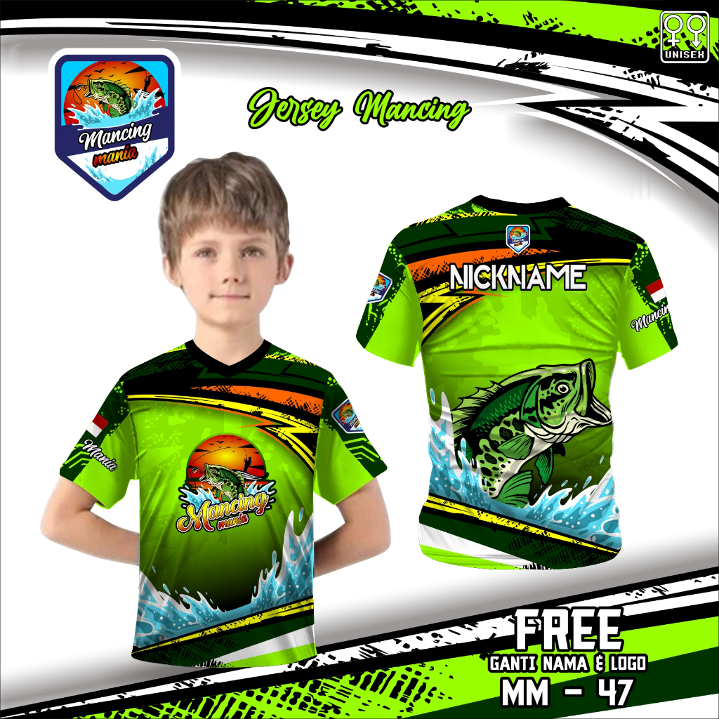 Jersey kaos mancing anak baju mancing mania terbaru