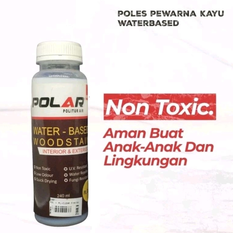 Politur Air  Plistur Wood Stain Polar Waterbased Sun Flower Mudah dan Praktis Campur Air 240ml