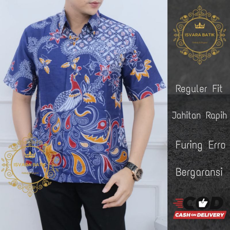 Hem batik navy pria terbaru kemeja batik warna biru navy lengan panjang pendek CENDANA NAVY kemeja b