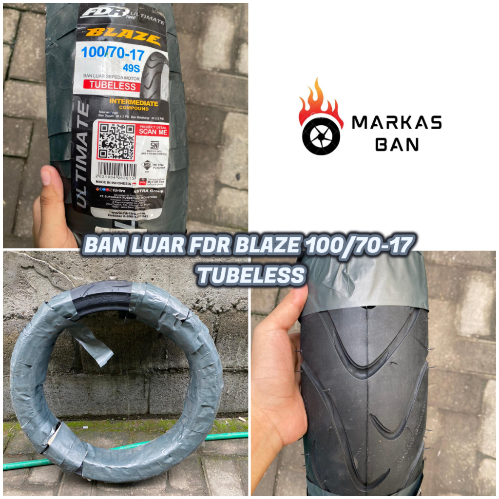 BAN LUAR FDR BLAZE 100/70-17 TUBLESS || BAN LUAR MOTOR BEBEK FDR BLAZE 100/70-17 TUBELESS