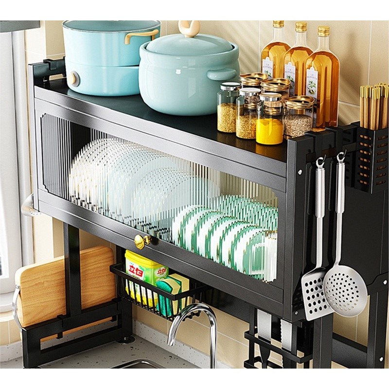 Rak Piring Wastafel 2 Susun Hitam Anti Karat Serbaguna