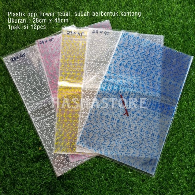 

Opp flower ukuran 28x45 plastik parcel plastik snack isi 12 pcs