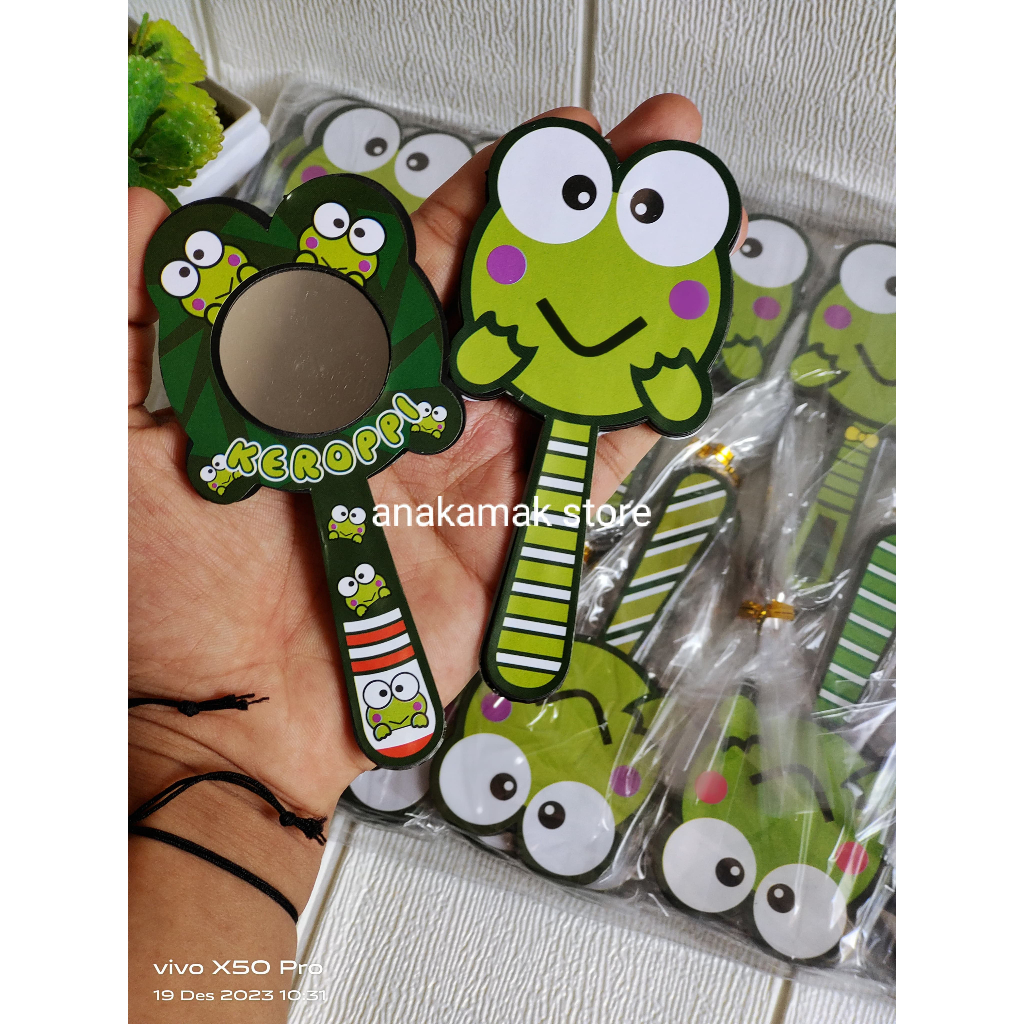 SOUVENIR PERNIKAHAN ISI 50PCS CERMIN KARAKTER KEROPY KEMAS PLASTIK FREE KARTU UCAPAN TERIMAKASIH