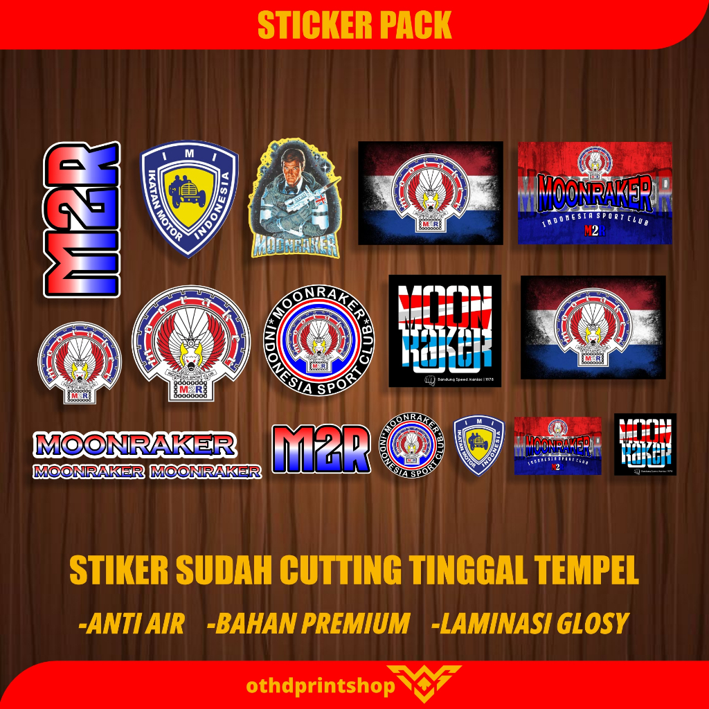 Stiker pack Moonraker sticker m2r Bahan Vinil Tahan Air Waterproof