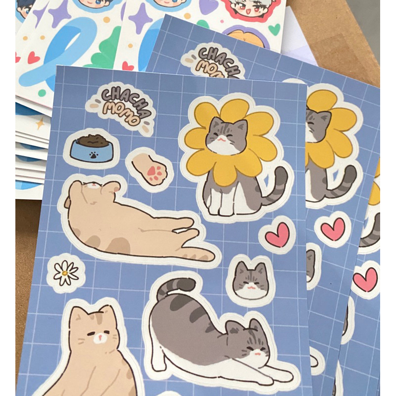 

Chacha Momo Cat Sticker Sheet by chamomilac