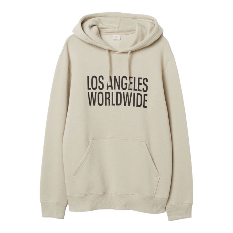 Hoodie Unisex HM Los Angeles Cream , Flecee Katun