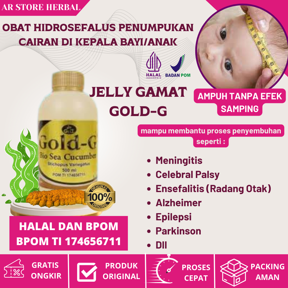 Obat Hidrosefalus Penumpukan Cairan di Kepala Bayi / Anak Herbal Jelly Gamat Gold G