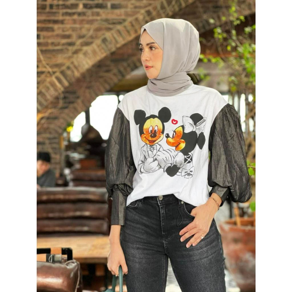 VAMEL-KAOS OVERSIZE TANGAN BALON WANITA BAHAN COTTON COMBAD 30S