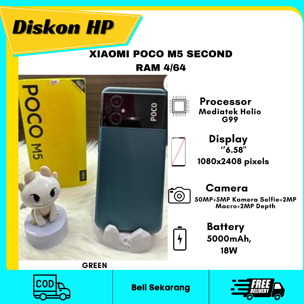 XIAOMI POCO M5 SECOND RAM 4/64 ORIGINAL XIAOMI-GREEN