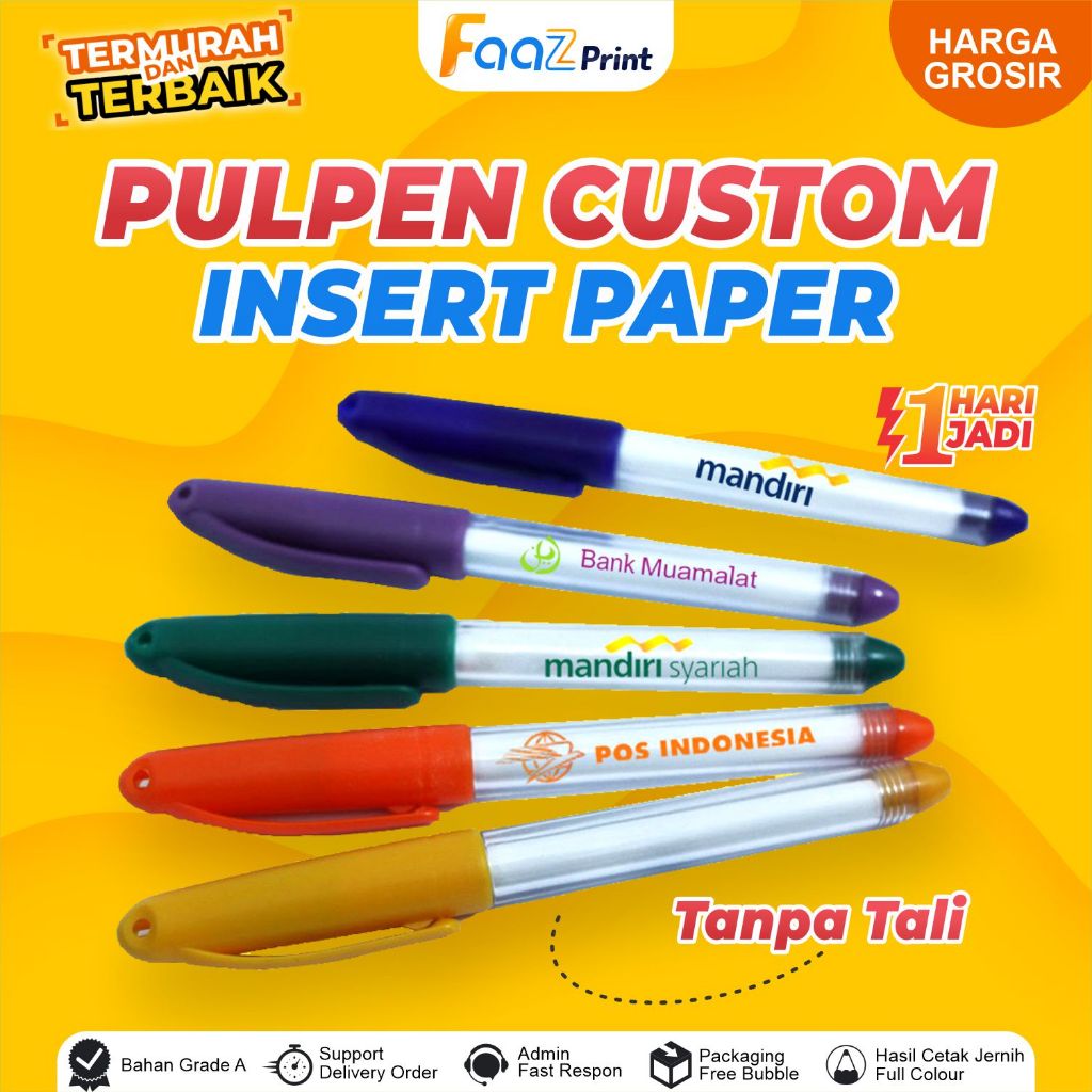 

( ) Pulpen Custom Logo TERMURAH | Bolpoin Custom Tulisan | Bollpoint | Pen Custom Insert Paper | Faaz Print