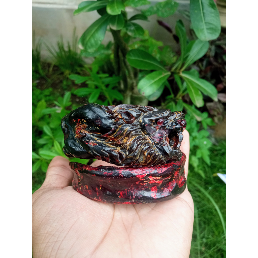 Gelang Akar Bahar Merah Jumbo Asli Ukir Singa HD