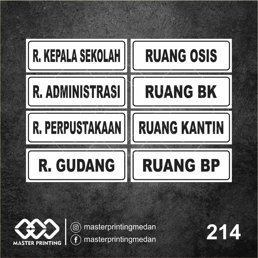 

214 - Stiker Nama Ruangan di Sekolah, Sticker Vinyl, Premium, Tahan Air, Termurah, dan Bisa Custom