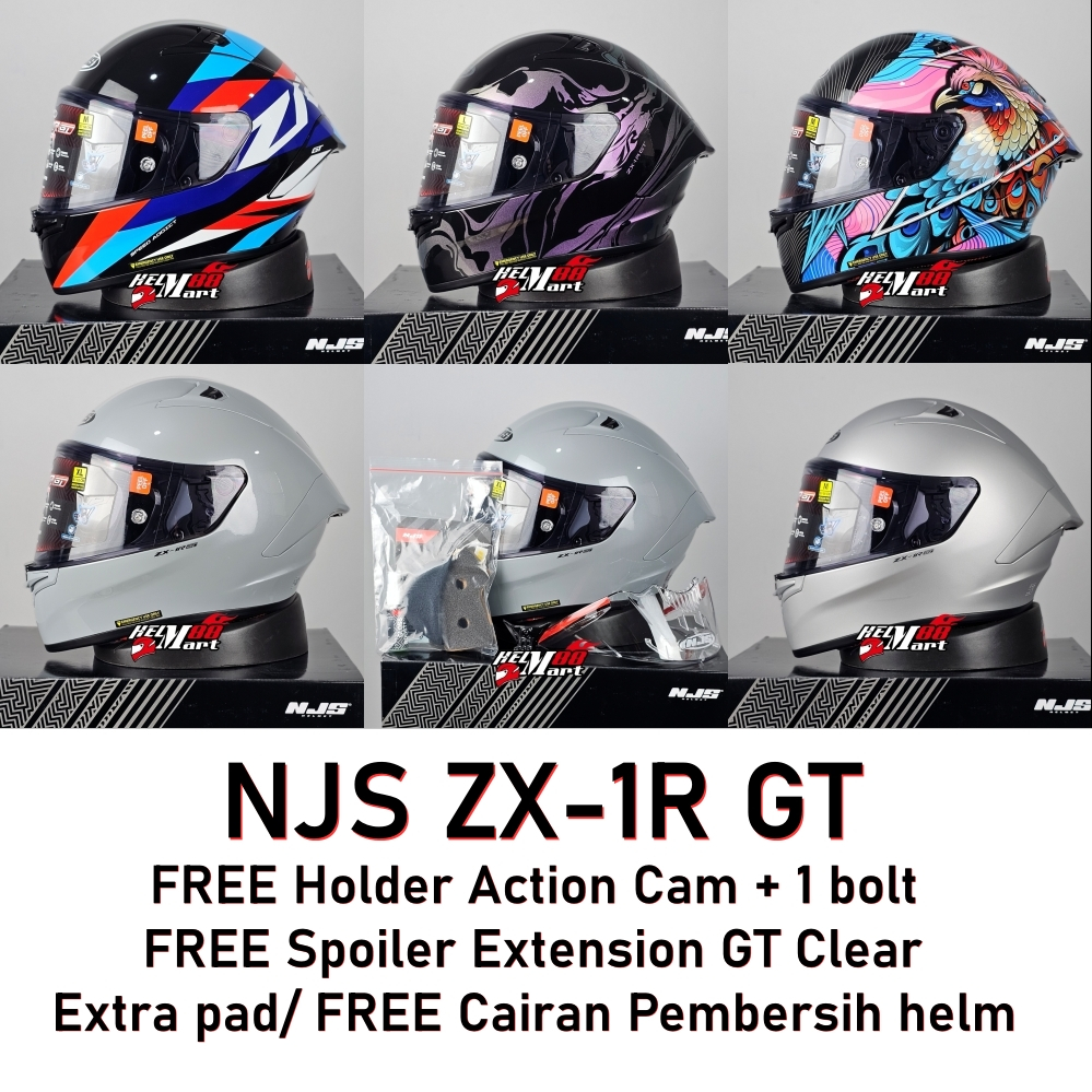 NJS ZX-1R GT (Free Spoiler, Action Cam Holder, dll)- Helm NJS GT ZX1R Full Face SHENLONG NEBULASKY E