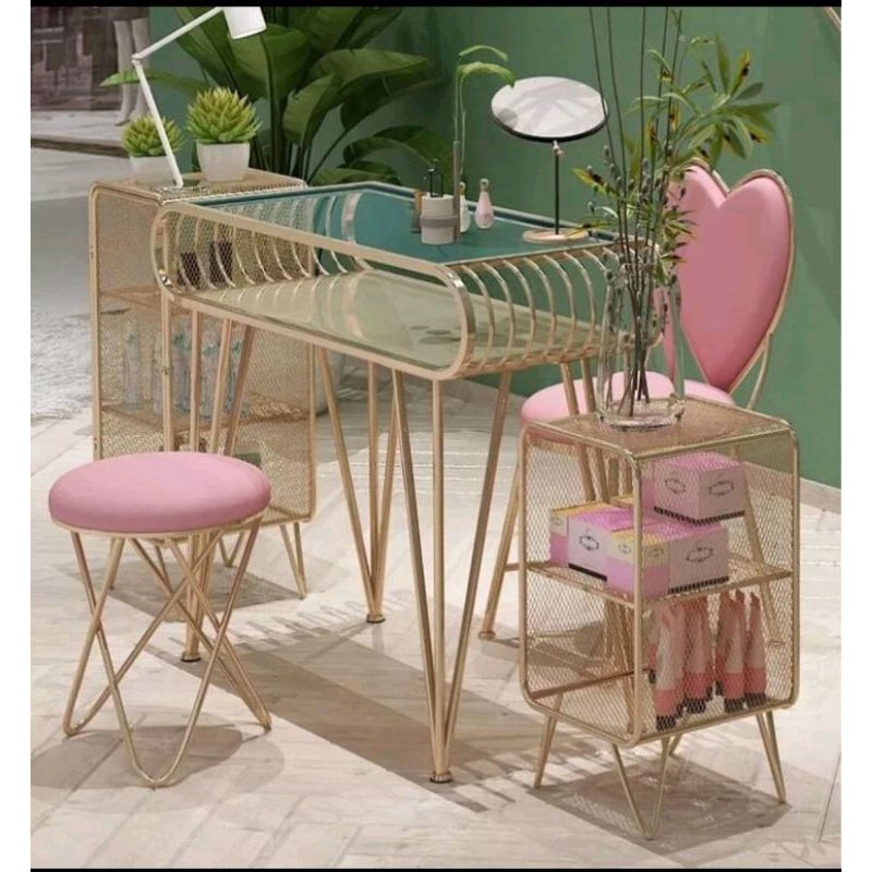 Satu Set Meja Dan Kursi Nail Art - kerangka Meja Nail Art custom