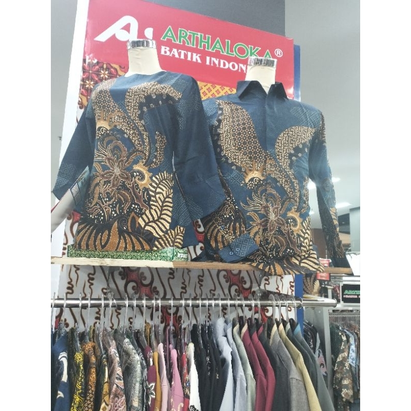 batik arthaloka,batik kaple/sarimbit pria lengan panjang slim fit ,wanita atasan lengan 7/8